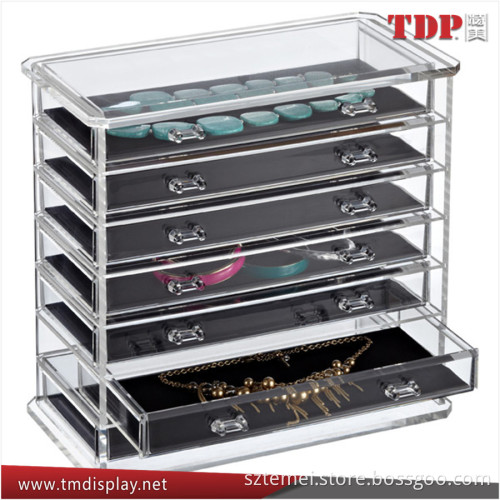 7 tier cosmetic wholesale acrylic makeup organizer with drawers